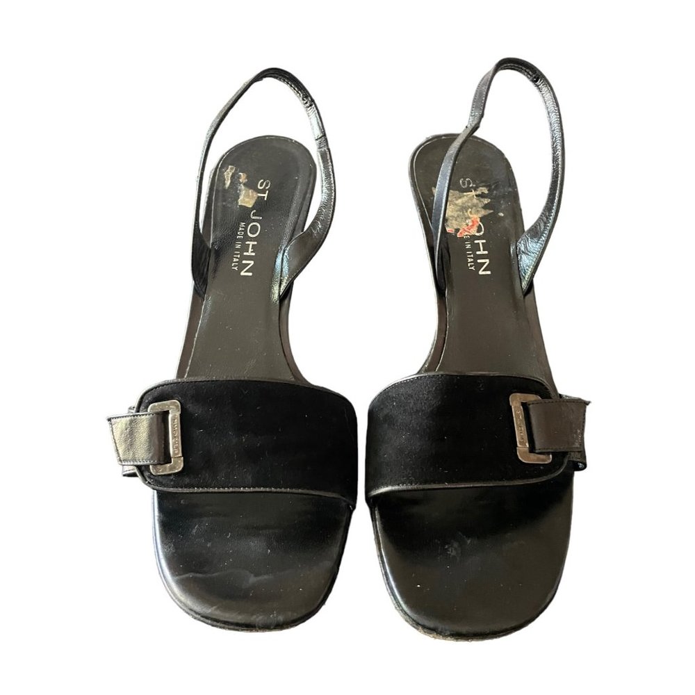 St. John Made In Italy Open Toe Sling Back Designer Heels